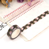 Black with Roses and Falling Stars Washi Tape