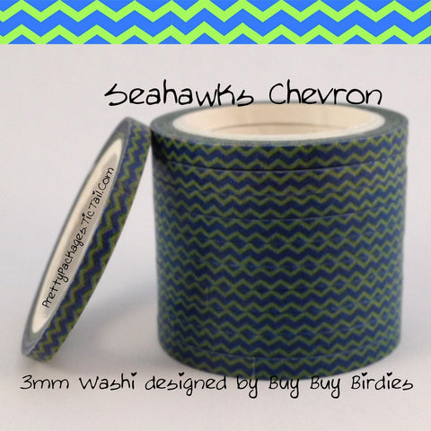 Green and Blue Chevron 3mm Skinny Washi