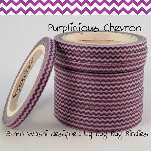 Purple Chevron 3mm Skinny Washi