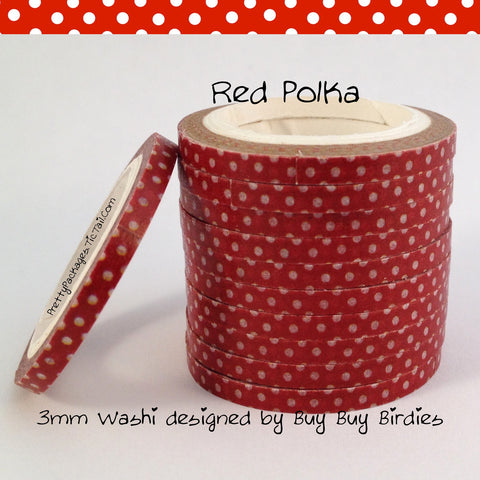 Red Polka 3mm Skinny Washi