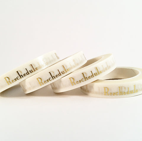 Gold "Reschedule" Skinny Washi Tape