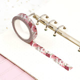 Purple Floral with Rose Gold Twinkle Stars Skinny Washi Tape
