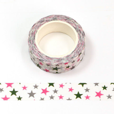Red Gray and Green Stars Washi Tape