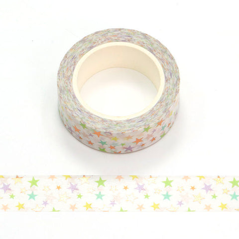 White with Colorful and Foil Stars Washi Tape