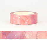 Peachy Pink Galaxy with Silver Twinkle Stars Washi Tape