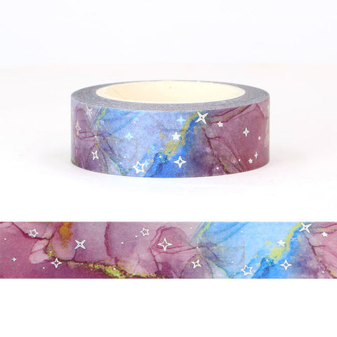 Purple and Blue with Silver Twinkle Stars Washi Tape