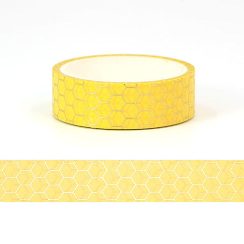Yellow with Foil Honeycomb Washi Tape