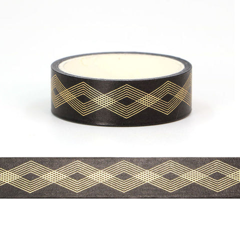 Black with Gold Pattern Washi Tape