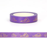 Purple with Foil Clouds Skinny Washi Tape