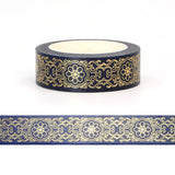 Black with Gold Floral Washi Tape