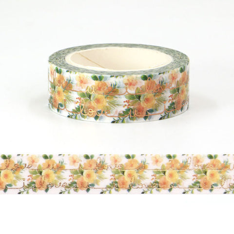 Yellow Roses and Foil Love Washi Tape