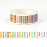 Colorful Lines and Foil Hearts Washi Tape
