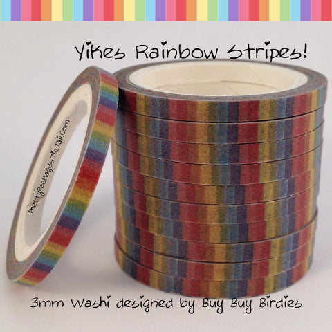 Yikes Rainbow Stripes 3mm Skinny Washi