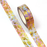 Watercolor with Gold Foil Roses Washi Tape