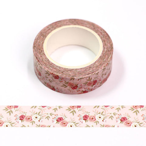 Pink with Pink Roses Washi Tape