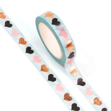 Blue with Foil Hearts Skinny Washi Tape