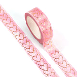 Gold Hearts on Pink Marble Washi Tape