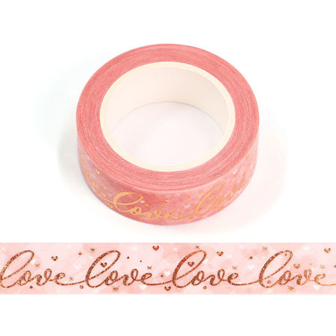 Gold Love on Pink Washi Tape