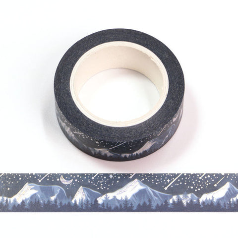 Navy with Silver Shooting Stars Washi Tape