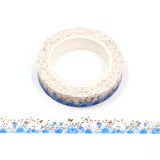 Blue Roses with Gold Butterflies Skinny Washi Tape
