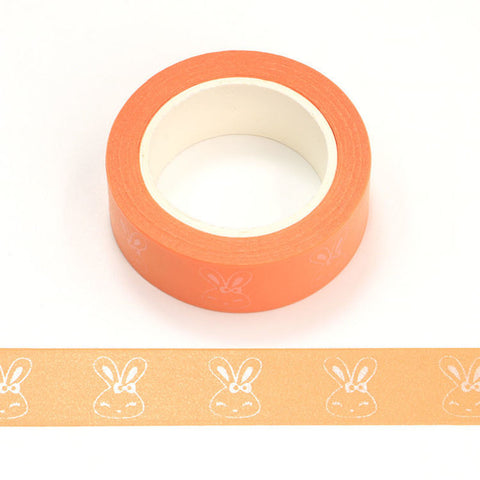 Orange with Pink Foil Bunnies Washi Tape