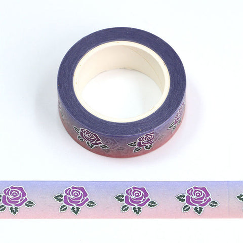 Purple Roses with Silver Foil Washi Tape