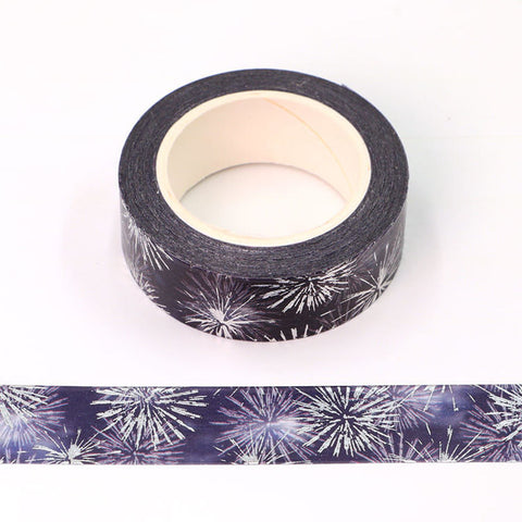 Dark Blue with Foil Fireworks Washi Tape