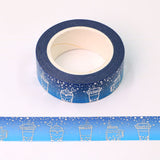Blue with Foil Bubble Tea Washi Tape