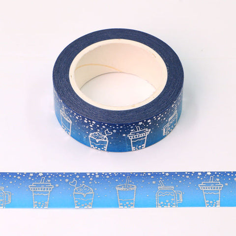 Blue with Foil Bubble Tea Washi Tape – Pretty Packages