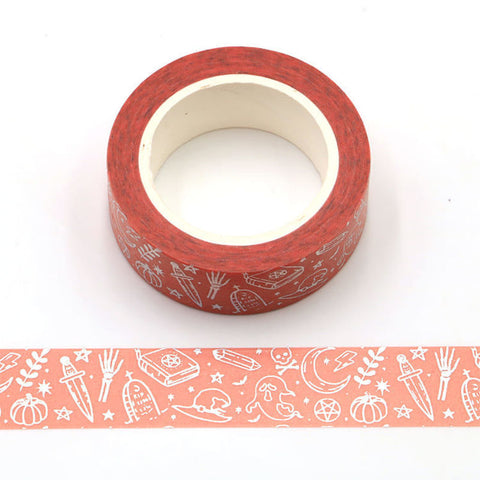 Pink with Silver Halloween Washi Tape