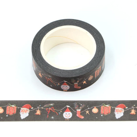 Black with Santa Foil Washi Tape