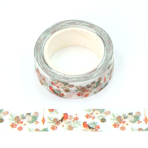 Robins with Foil Accents Washi Tape