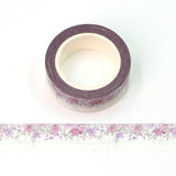Silver "Today" on Puple Flowers Washi Tape