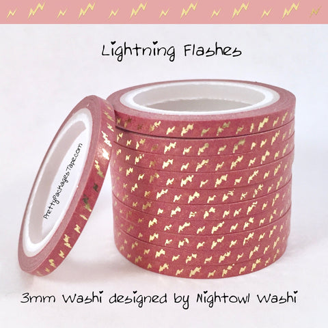 Lightning Flashes Foil 3mm Skinny Washi