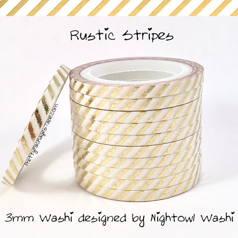 Rustic Stripes Foil 3mm Skinny Washi