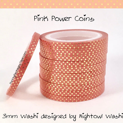 Pink Power Coins Foil 3mm Skinny Washi