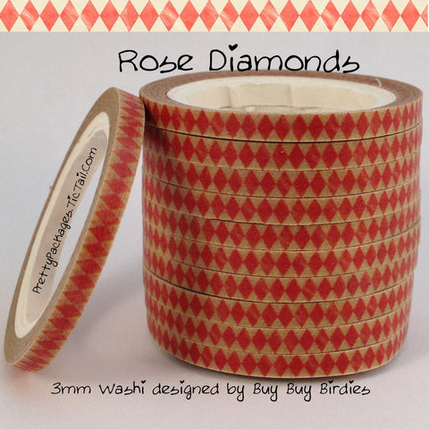 Rose Diamonds 3mm Skinny Washi