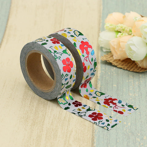 Gray with Foil Floral Washi Tape