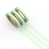Mint with Gold Foil Skinny Washi Tape Set of Three