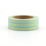 Mint with Gold Foil Skinny Washi Tape Set of Three