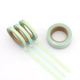 Mint with Gold Foil Skinny Washi Tape Set of Three